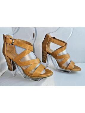 Report Women's Tan Strappy Block Heel Sandals Size 9